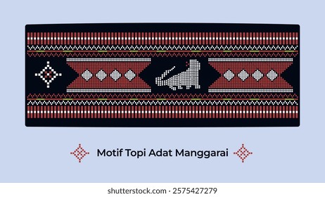 Vector illustration of the traditional Manggarai hat motif, showcasing intricate geometric patterns and cultural symbols