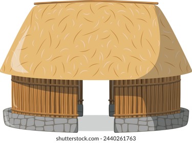 Vector illustration of a traditional Maya Palapa house in cartoon style isolated on white background. Traditional Houses of the World Series