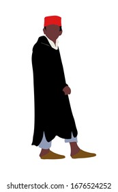 vector illustration of a traditional Moroccan man,traditionel djellaba,flat cartoon style.