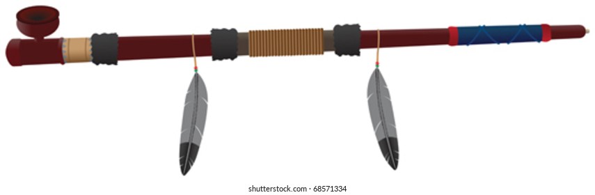 Vector illustration of a traditional Native American Peace Pipe