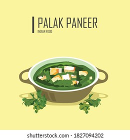 Vector illustration of traditional Palak Paneer indian food