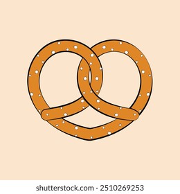 Vector illustration of a traditional pretzel, a key element of Oktoberfest celebrations, is perfect for festive designs and German-themed events.