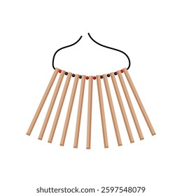 Vector illustration of a traditional Russian necklace made of wooden beads and string.