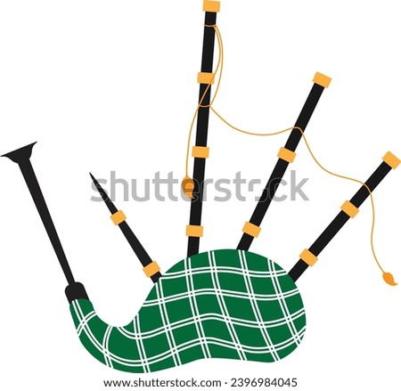 Vector illustration of traditional Scottish bagpipe isolated in white background