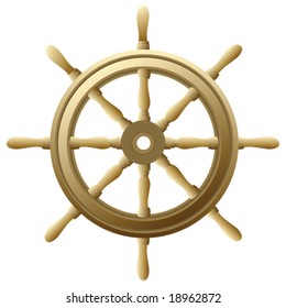 Vector illustration of a traditional ship's wooden wheel