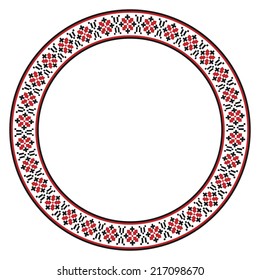 Vector illustration of traditional Slavic round embroidered pattern