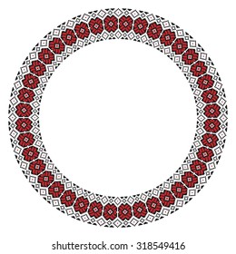 Vector illustration of traditional Slavic round embroidered pattern for your design