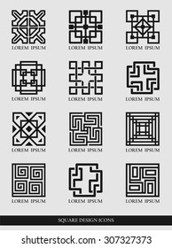 Vector illustration of traditional square design elements