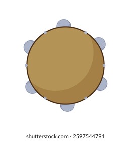 Vector illustration of a traditional tambourine with golden details on a white background.