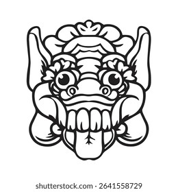 vector illustration of traditional telek masks of Bali island in outline appearances