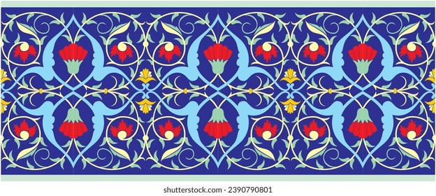 Vector illustration for traditional tezhip ornament pattern, for frame edge ornament. Great for use in frames, calligraphy, invitation cards, mosque decorations, etc