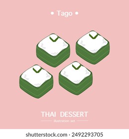 Vector illustration of the traditional Thai dessert delicious cooking "Khanom Tako" in a beautiful dish, top view, recipe, menu, and restaurant for food design Banners, posters, and backgrounds.