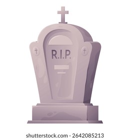 Vector illustration of a traditional tombstone with an engraved R.I.P. symbol on a white background