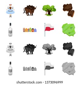 Vector illustration of traditional and tour icon. Set of traditional and landmarks vector icon for stock.