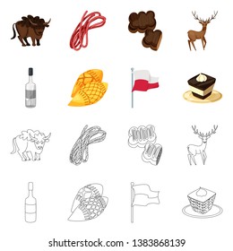Vector illustration of traditional and tour icon. Set of traditional and landmarks stock vector illustration.