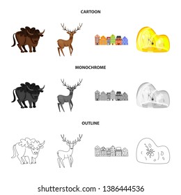Vector illustration of traditional and tour icon. Collection of traditional and landmarks vector icon for stock.