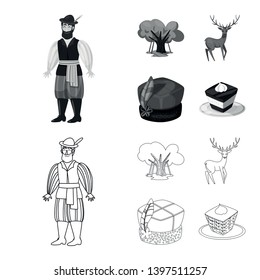 Vector illustration  traditional and tour icon. Collection  traditional and landmarks stock symbol for web.