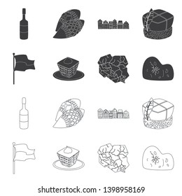 Vector illustration of traditional and tour icon. Set of traditional and landmarks stock vector illustration.