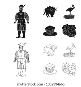 Vector illustration of traditional and tour logo. Set of traditional and landmarks stock vector illustration.