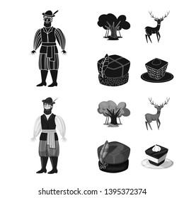 Vector illustration of traditional and tour sign. Collection of traditional and landmarks stock symbol for web.