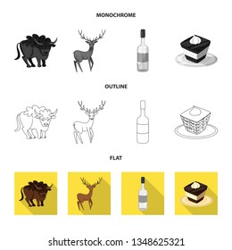 Vector illustration of traditional and tour symbol. Set of traditional and landmarks stock vector illustration.