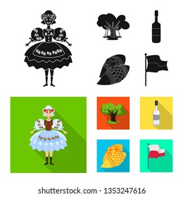 Vector illustration of traditional and tour symbol. Set of traditional and landmarks vector icon for stock.