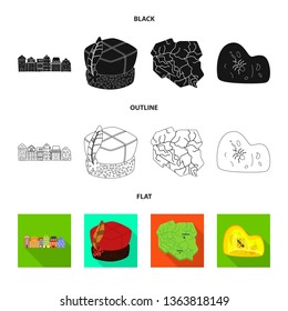 Vector illustration of traditional and tour symbol. Collection of traditional and landmarks vector icon for stock.