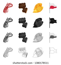 Vector illustration of traditional and tour symbol. Set of traditional and landmarks vector icon for stock.