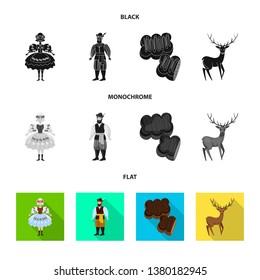 Vector illustration of traditional and tour symbol. Collection of traditional and landmarks stock vector illustration.