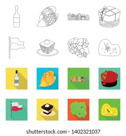 Vector illustration of traditional and tour symbol. Collection of traditional and landmarks stock vector illustration.