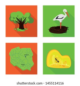 Vector illustration of traditional and tour symbol. Collection of traditional and landmarks vector icon for stock.