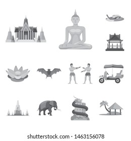 Vector illustration of traditional and tourism logo. Set of traditional and exotic stock symbol for web.