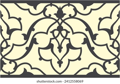 Vector illustration for traditional Turkish ornaments, Arabic ornaments, black and white, suitable for frame decoration