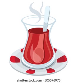 Ilustración vectorial del vidrio tradicional turco de té