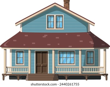 Vector illustration of a traditional USA Ranch in cartoon style isolated on white background. Traditional Houses of the World Series