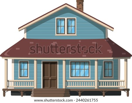 Vector illustration of a traditional USA Ranch in cartoon style isolated on white background. Traditional Houses of the World Series