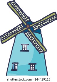 Ilustración vectorial de un molino de viento tradicional