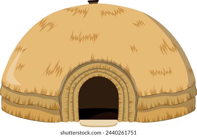 Vector illustration of a traditional zulu Beehive hut in cartoon style isolated on white background. Traditional Houses of the World Series