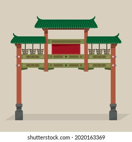 Ilustración vectorial de una puerta china de estilo tradicional