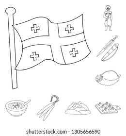 Vector illustration of traditions and national logo. Set of traditions and sightseeing vector icon for stock.