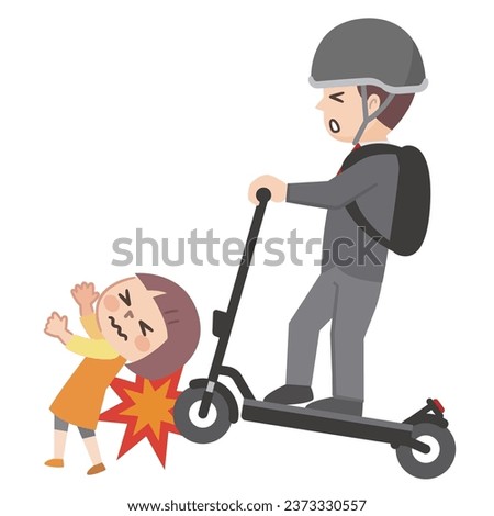 Vector illustration of traffic accident caused by electric scooter