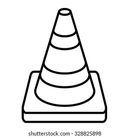 Vector illustration of traffic cone. black and white icon