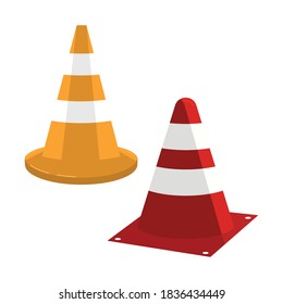 Vektorgrafik eines Verkehrskegels: orange und rot.