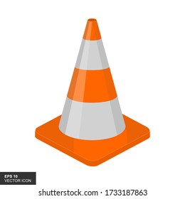 Vector illustration of a traffic cone in a trendy flat style isolated on a white background.