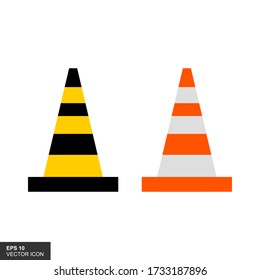 Vector illustration of a traffic cone in a trendy flat style isolated on a white background.