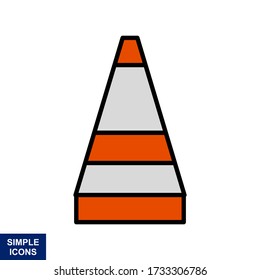 Vector illustration of a traffic cone in a trendy flat style isolated on a white background.
