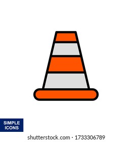 Ilustración vectorial de un cono de tráfico en un estilo plano de moda aislado en un fondo blanco.