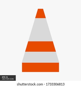 Vector illustration of a traffic cone in a trendy flat style isolated on a white background.