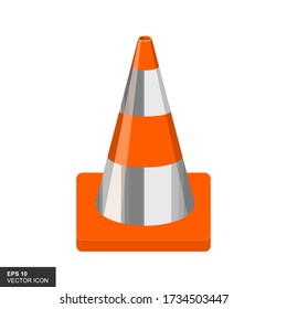 Vector illustration of a traffic cone in a trendy flat style isolated on a white background.