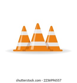 Vector illustration of traffic cones. Traffic cone, traffics cones isolated, traffic cone vector, orange traffic cones.